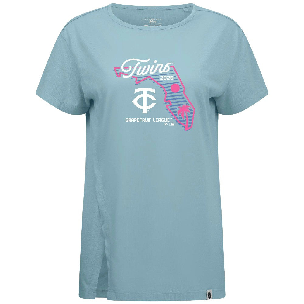 Minnesota Twins Levelwear Women's Influx Spring Training Sunrise Bold T-Shirt - Blue