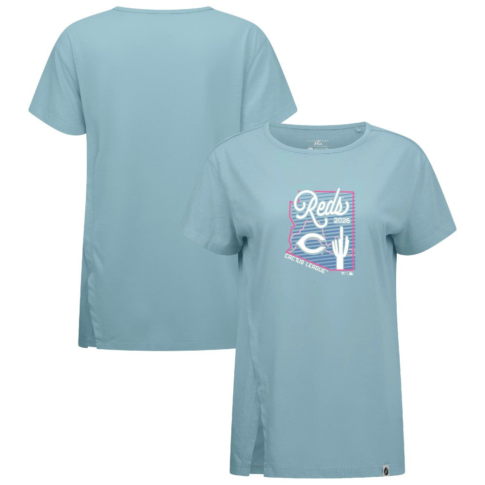 Cincinnati Reds Levelwear Women's Influx Spring Training Sunrise Bold T-Shirt - Blue