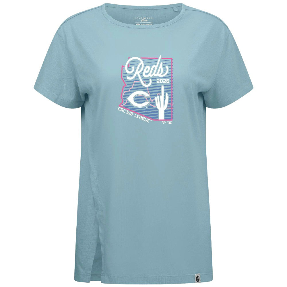 Cincinnati Reds Levelwear Women's Influx Spring Training Sunrise Bold T-Shirt - Blue