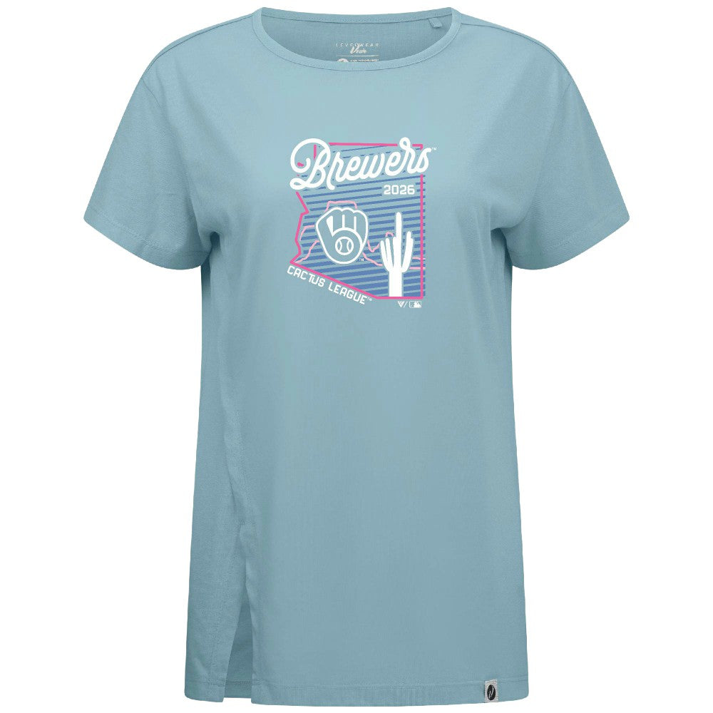 Milwaukee Brewers Levelwear Women's Influx Spring Training Sunrise Bold T-Shirt - Blue