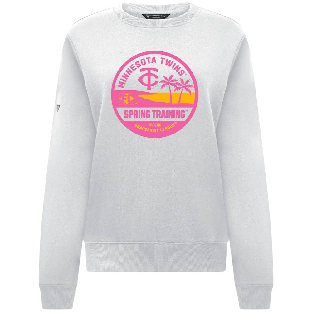 Minnesota Twins Levelwear Women's Yvette Spring Training Badge Bold Sweatshirt - White