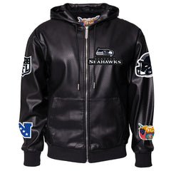 NFL Seattle Seahawks Jeff Hamilton Vegan Leather Full-Zip Hooded Jacket