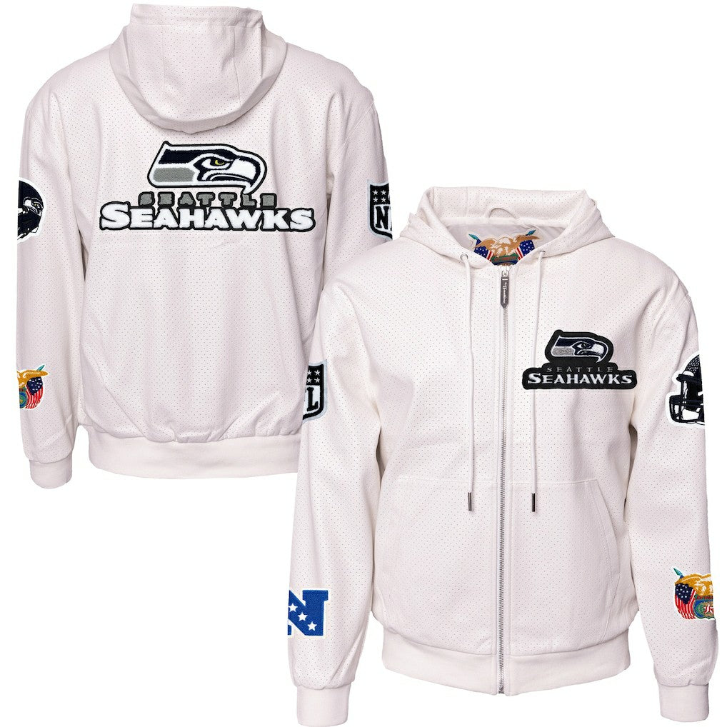 NFL Seattle Seahawks Jeff Hamilton Vegan Leather Full-Zip Hooded Jacket
