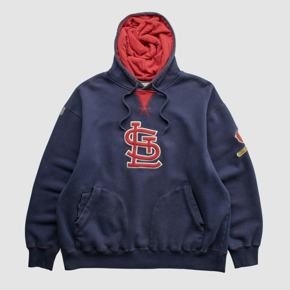 St. Louis Cardinals Majestic 2000s Hooded Pullover Sweatshirt - Navy Vintage