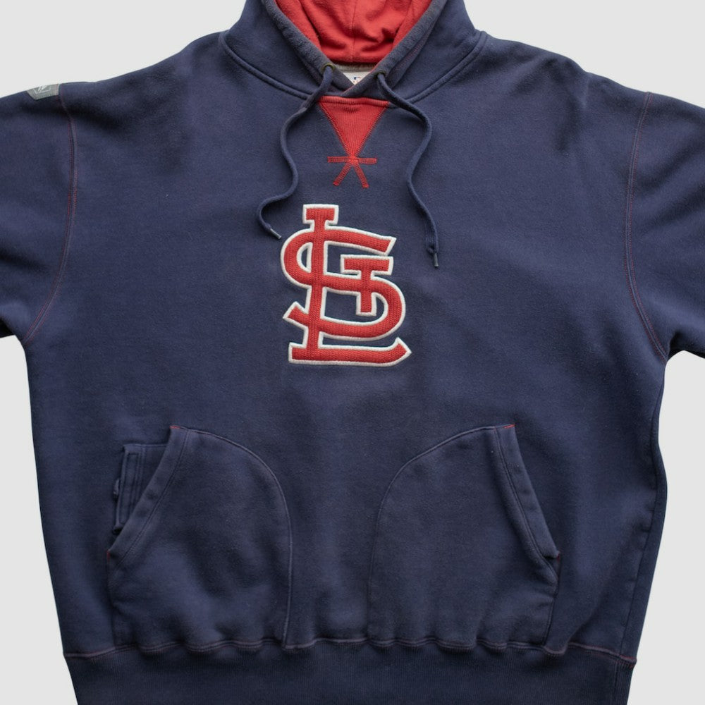 St. Louis Cardinals Majestic 2000s Hooded Pullover Sweatshirt - Navy Vintage