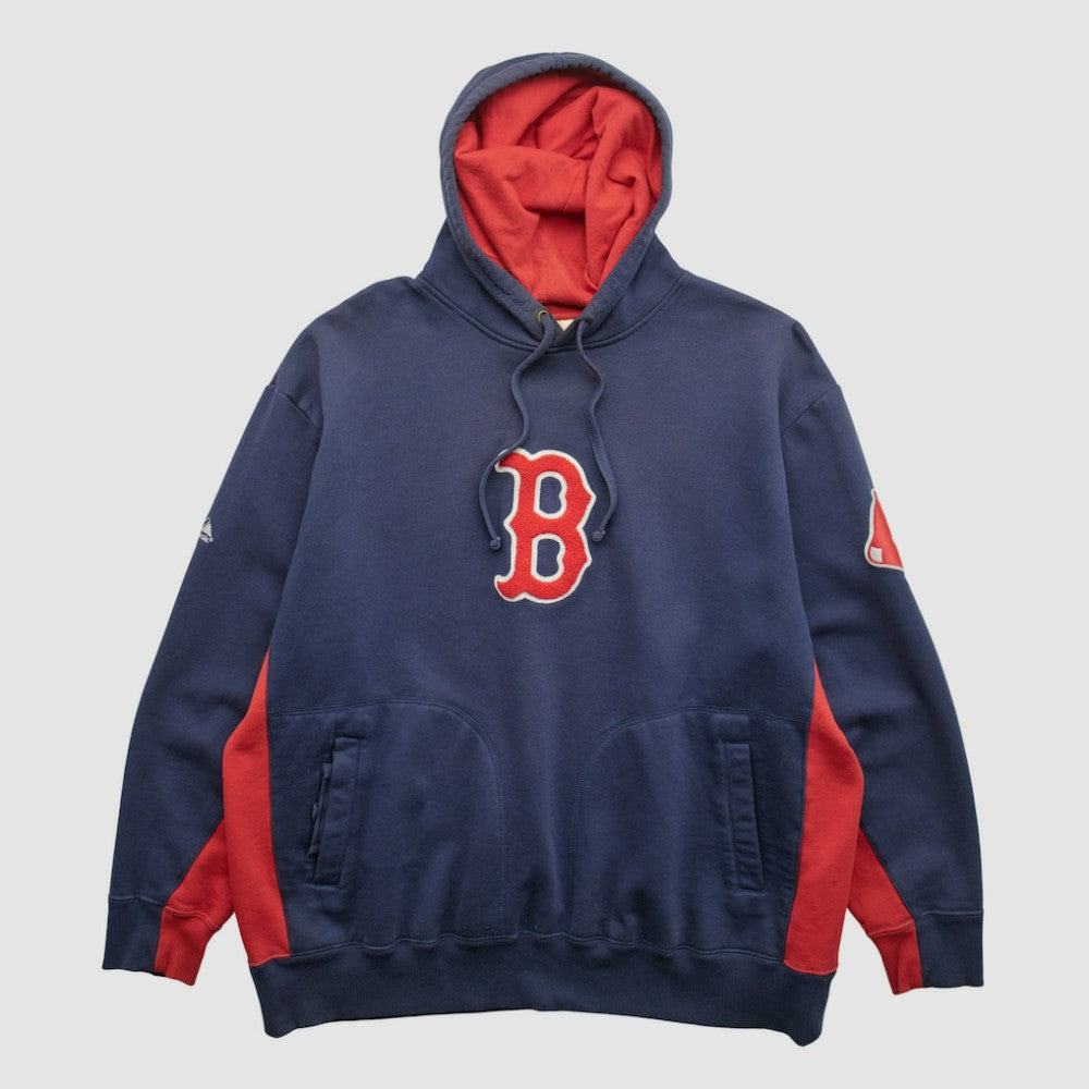 Boston Red Sox Majestic 2000s Hooded Pullover Sweatshirt - Navy Vintage