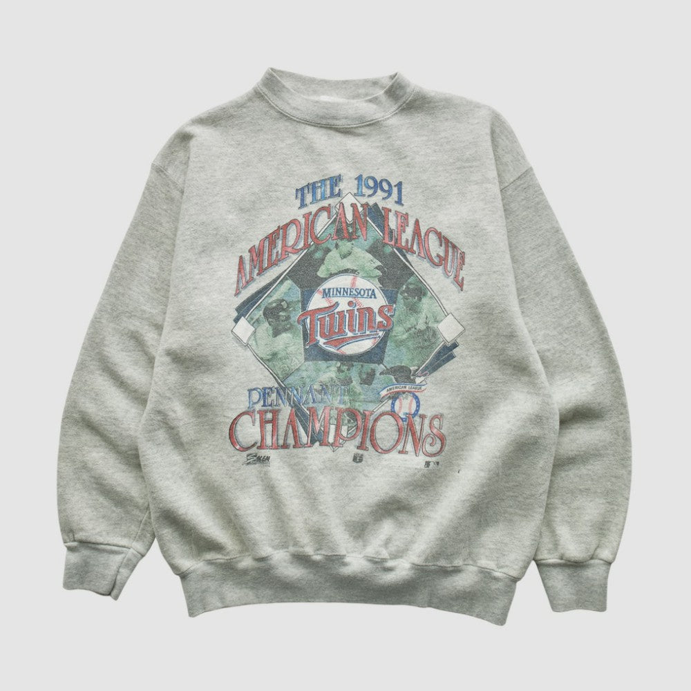 Minnesota Twins Salem Sportswear 1991 Pullover Sweatshirt - Heather Gray Vintage