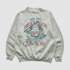 Minnesota Twins Salem Sportswear 1991 Pullover Sweatshirt - Heather Gray Vintage