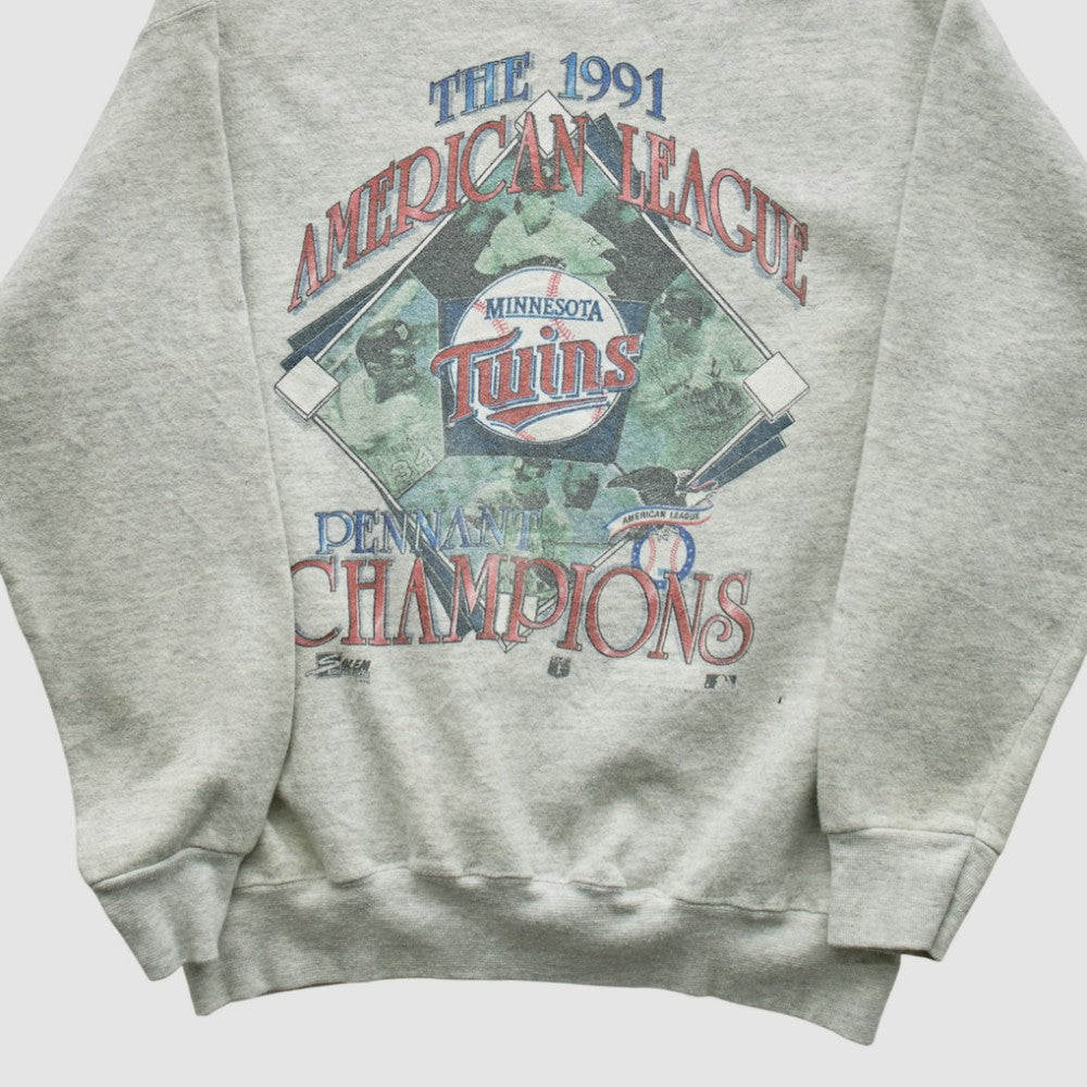 Minnesota Twins Salem Sportswear 1991 Pullover Sweatshirt - Heather Gray Vintage