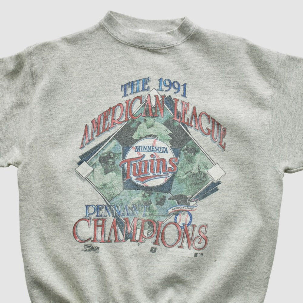 Minnesota Twins Salem Sportswear 1991 Pullover Sweatshirt - Heather Gray Vintage
