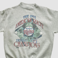 Minnesota Twins Salem Sportswear 1991 Pullover Sweatshirt - Heather Gray Vintage