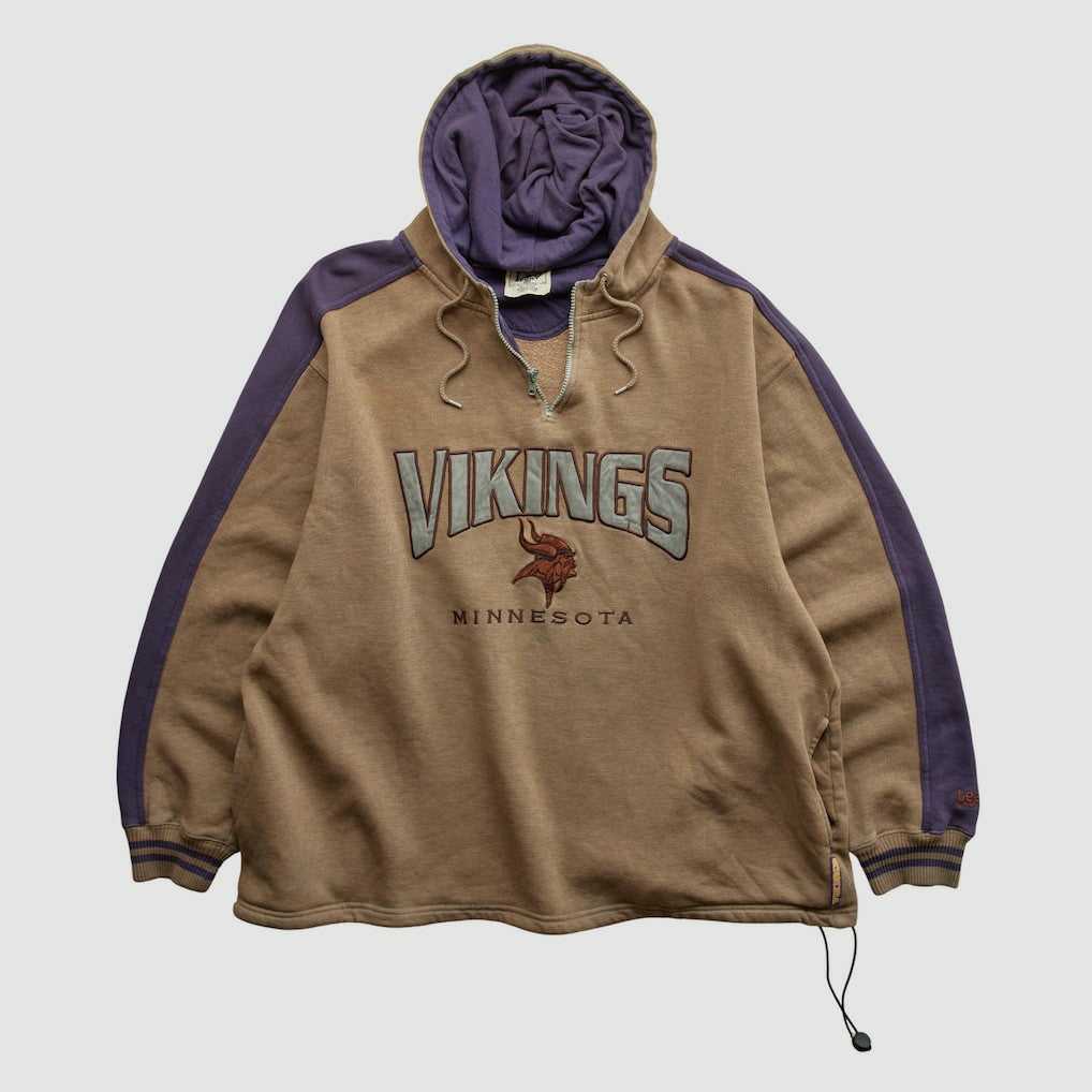 NFL Minnesota Vikings Lee Sport 90s Hooded 1/4 Zip Sweatshirt