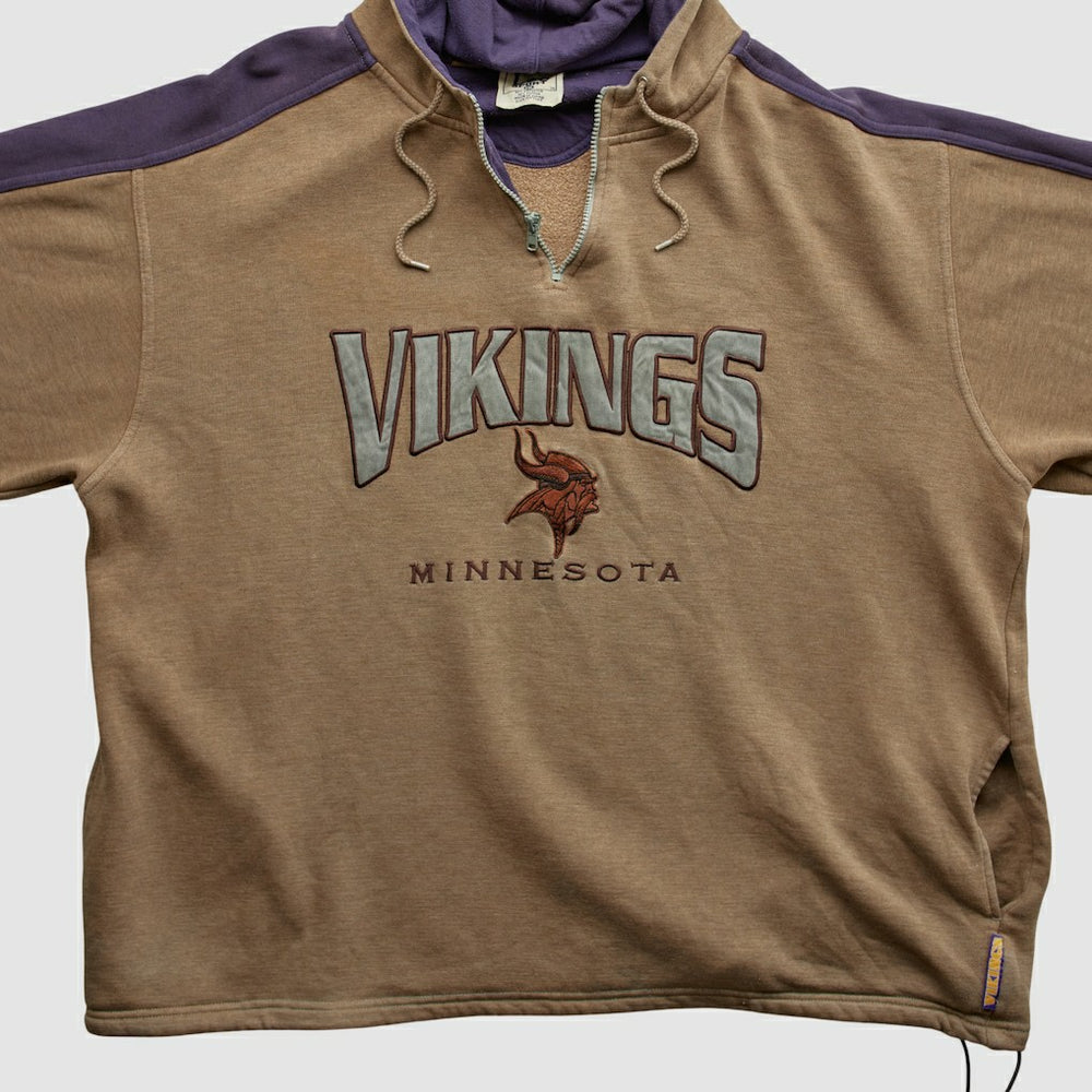 NFL Minnesota Vikings Lee Sport 90s Hooded 1/4 Zip Sweatshirt