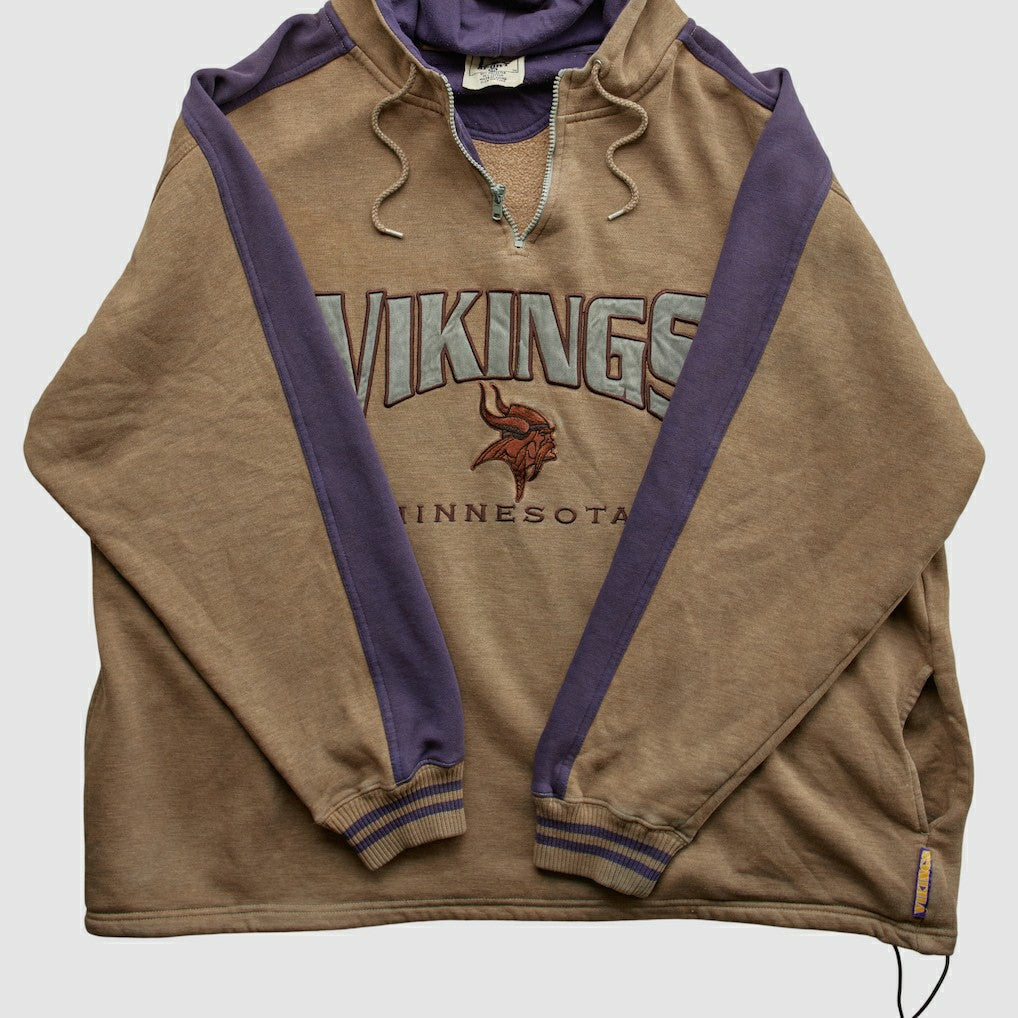 NFL Minnesota Vikings Lee Sport 90s Hooded 1/4 Zip Sweatshirt