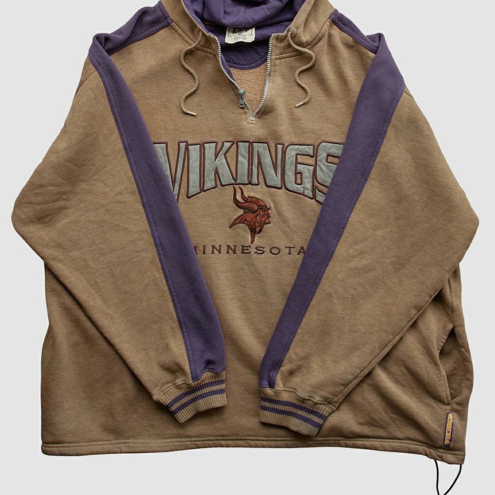 NFL Minnesota Vikings Lee Sport 90s Hooded 1/4 Zip Sweatshirt