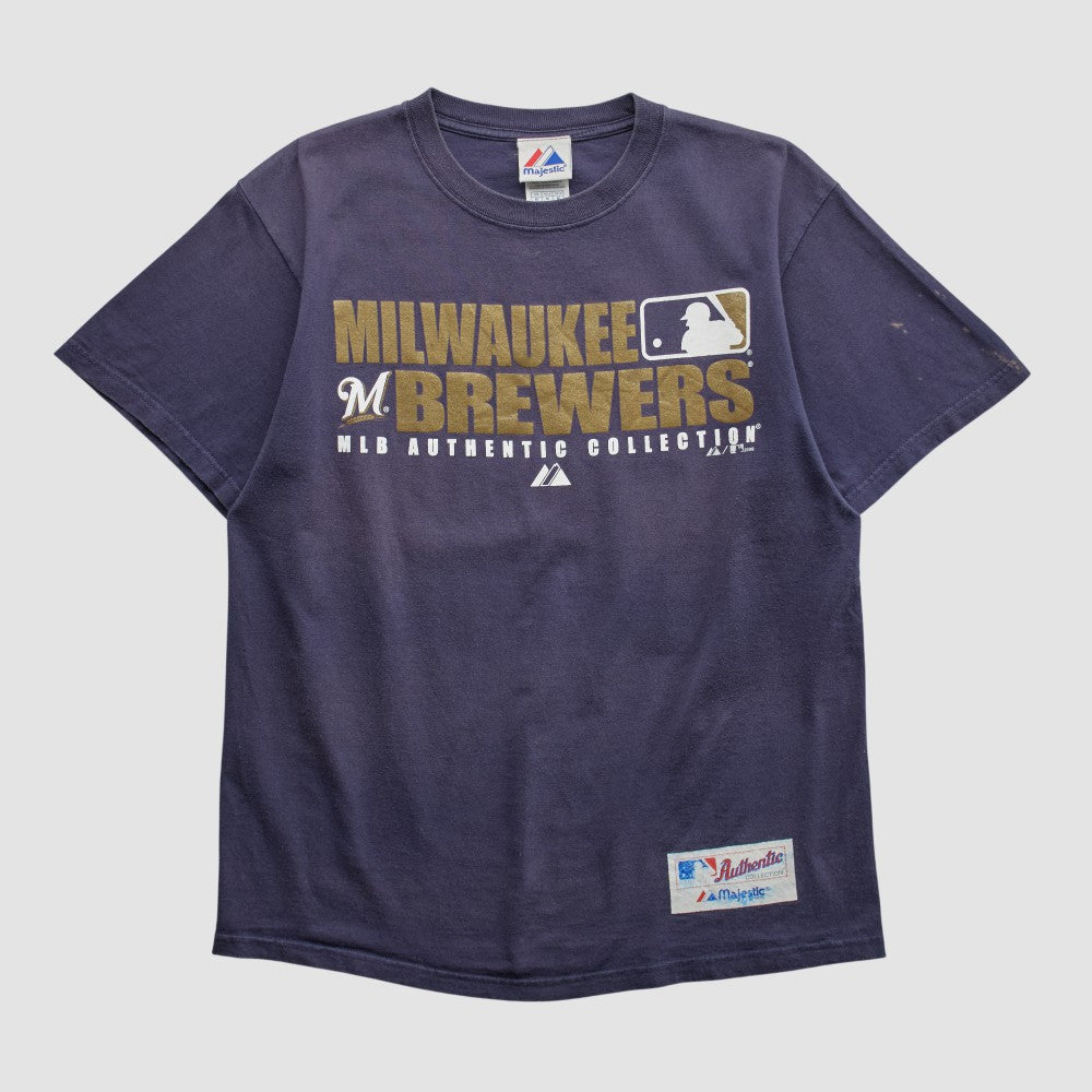 Milwaukee Brewers Majestic 2008 T-shirt - Navy Vintage