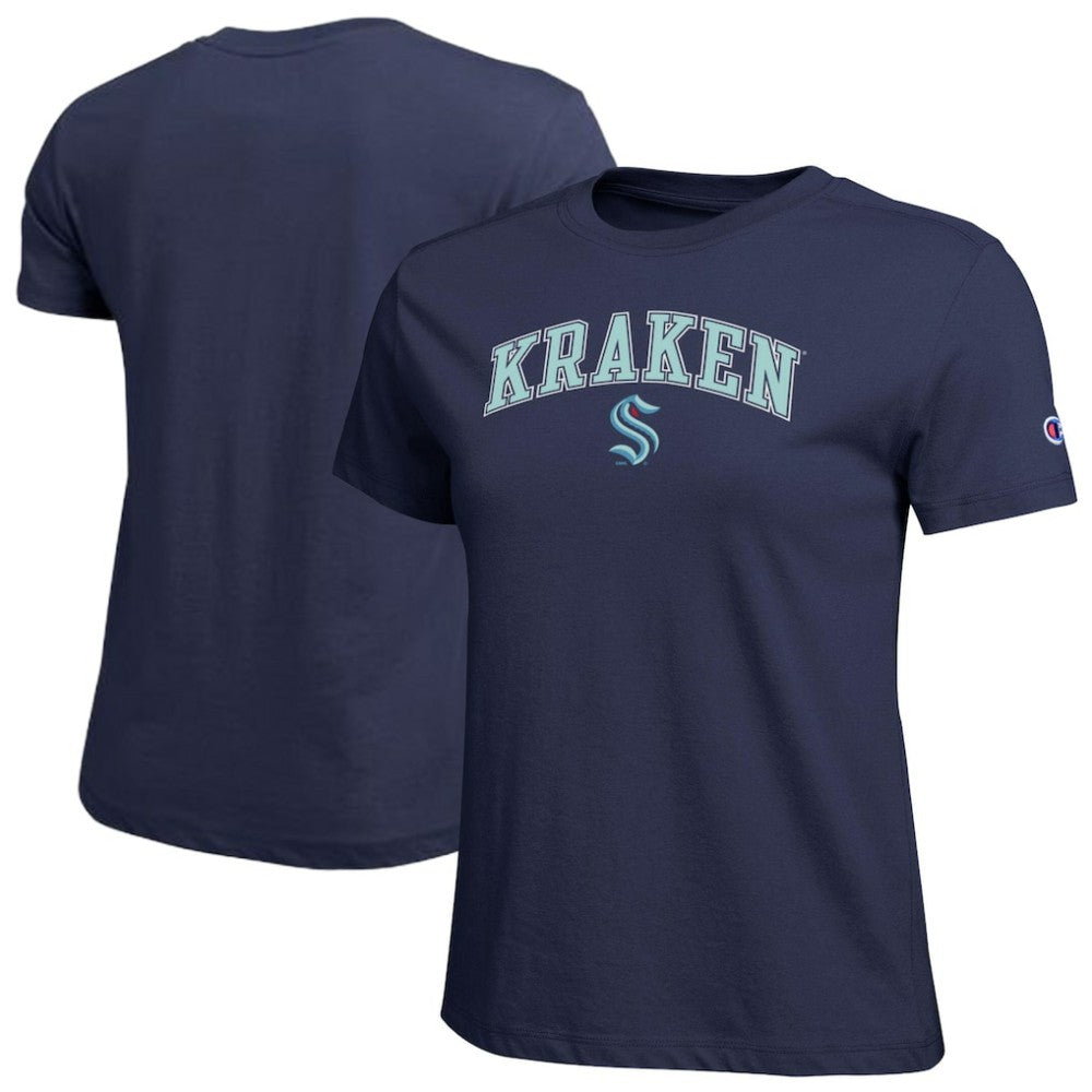 Seattle Kraken Champion Women's Arch Mascot Logo T-Shirt