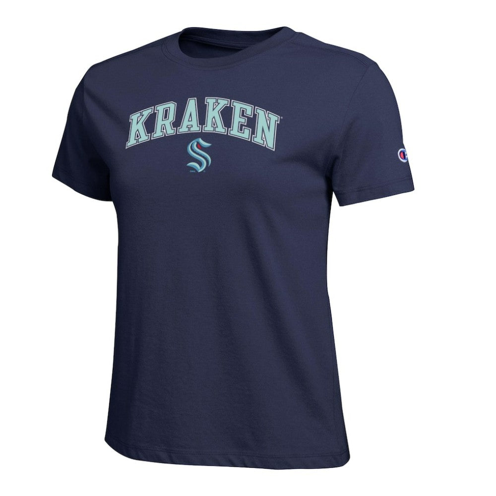 Seattle Kraken Champion Women's Arch Mascot Logo T-Shirt