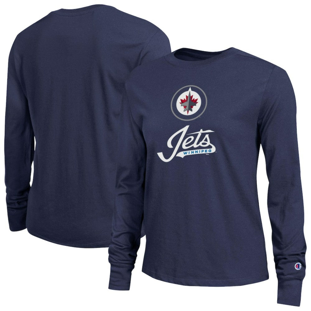 Winnipeg Jets Champion Women's Wordmark Lockup Long Sleeve T-Shirt