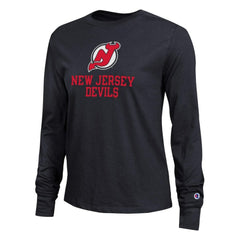 New Jersey Devils Champion Women's Wordmark Lockup Long Sleeve T-Shirt