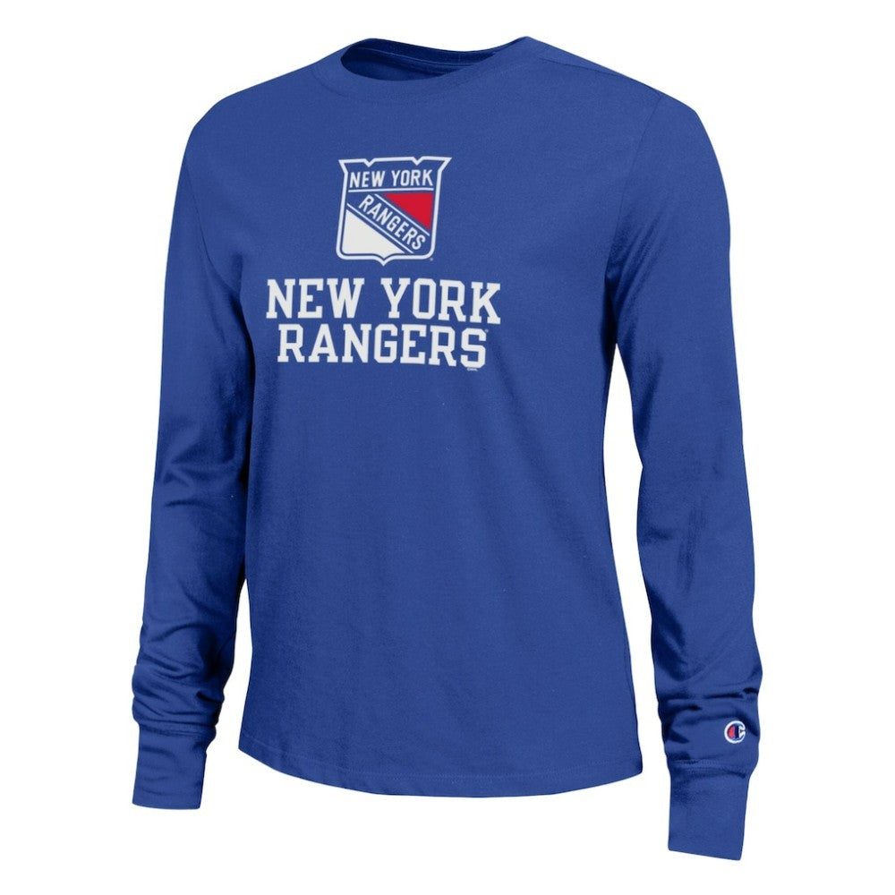 New York Rangers Champion Women's Wordmark Lockup Long Sleeve T-Shirt