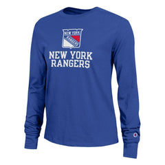 New York Rangers Champion Women's Wordmark Lockup Long Sleeve T-Shirt
