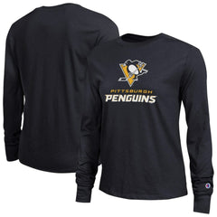 Pittsburgh Penguins Champion Women's Wordmark Lockup Long Sleeve T-Shirt