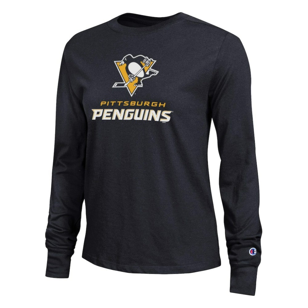 Pittsburgh Penguins Champion Women's Wordmark Lockup Long Sleeve T-Shirt