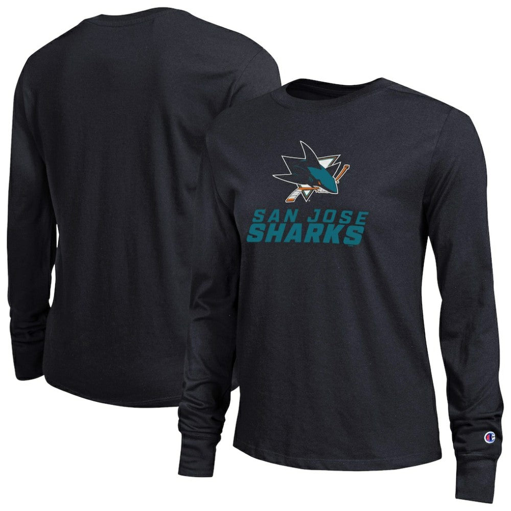 San Jose Sharks Champion Women's Wordmark Lockup Long Sleeve T-Shirt