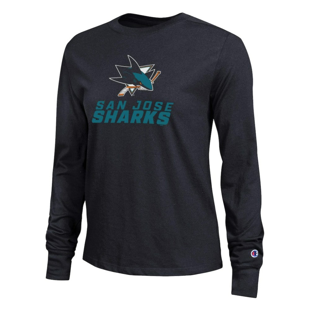 San Jose Sharks Champion Women's Wordmark Lockup Long Sleeve T-Shirt