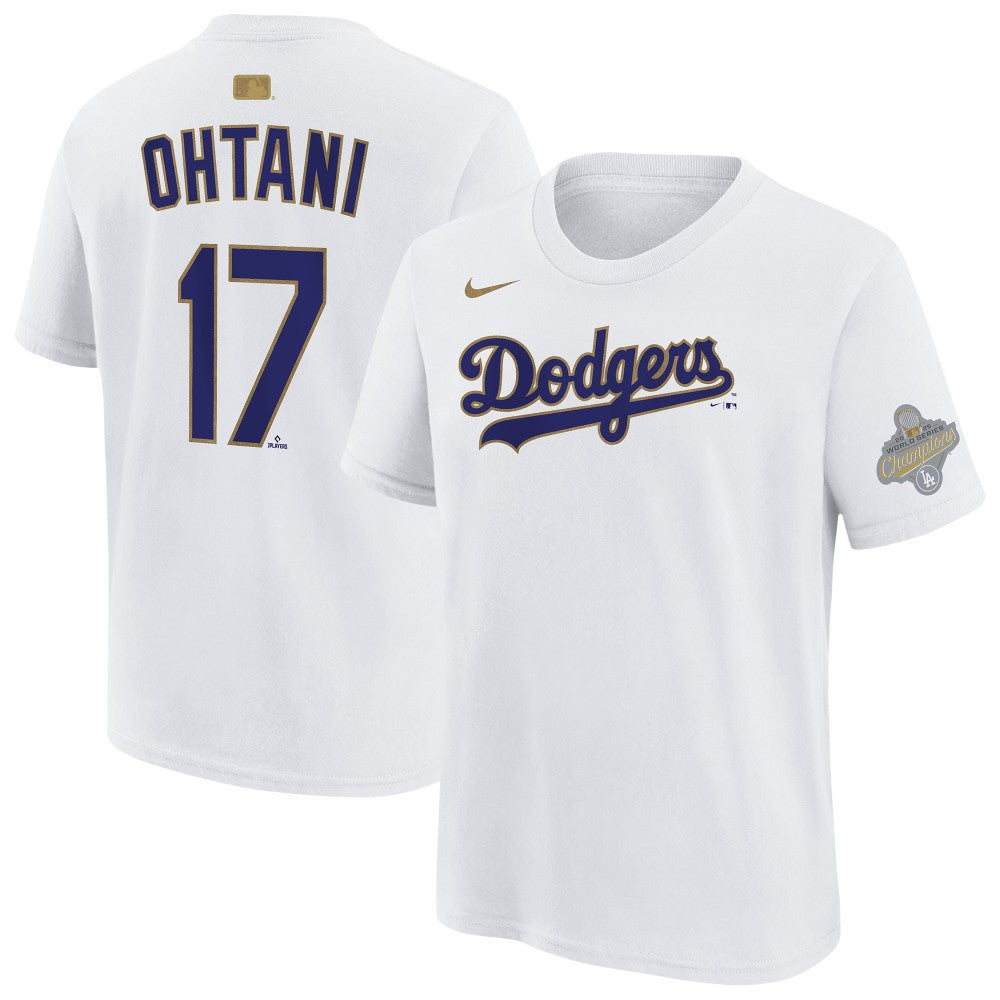 Shohei Ohtani Los Angeles Dodgers Youth 2026 Gold Collection Name & Number T-Shirt - White | Nike
