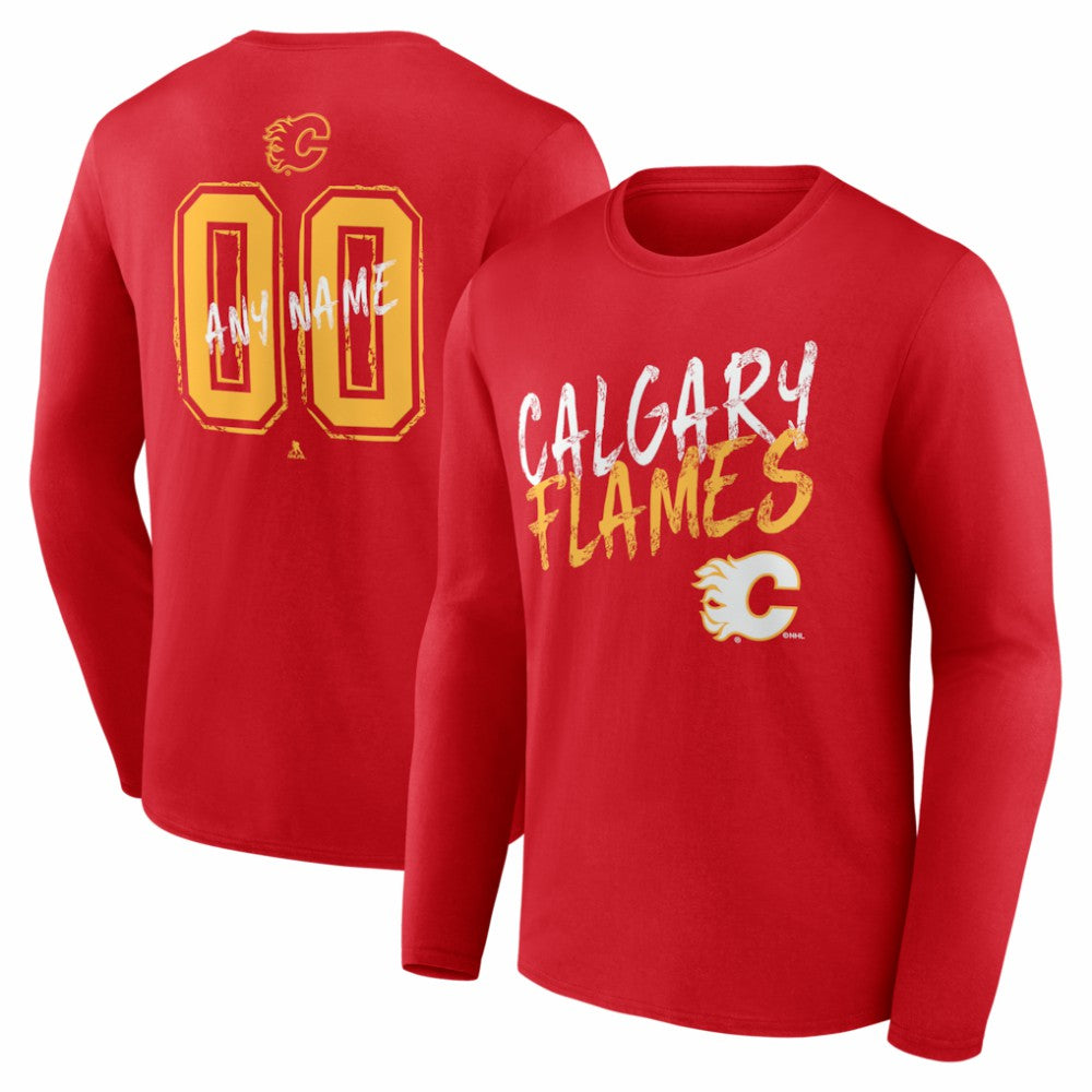 Calgary Flames Hustle Personalized Name & Number Long Sleeve T-Shirt