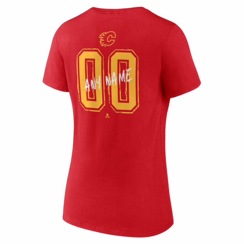 Calgary Flames Women's Hustle Personalized Name & Number V-Neck T-Shirt