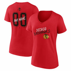 Chicago Blackhawks Women's Hustle Personalized Name & Number V-Neck T-Shirt