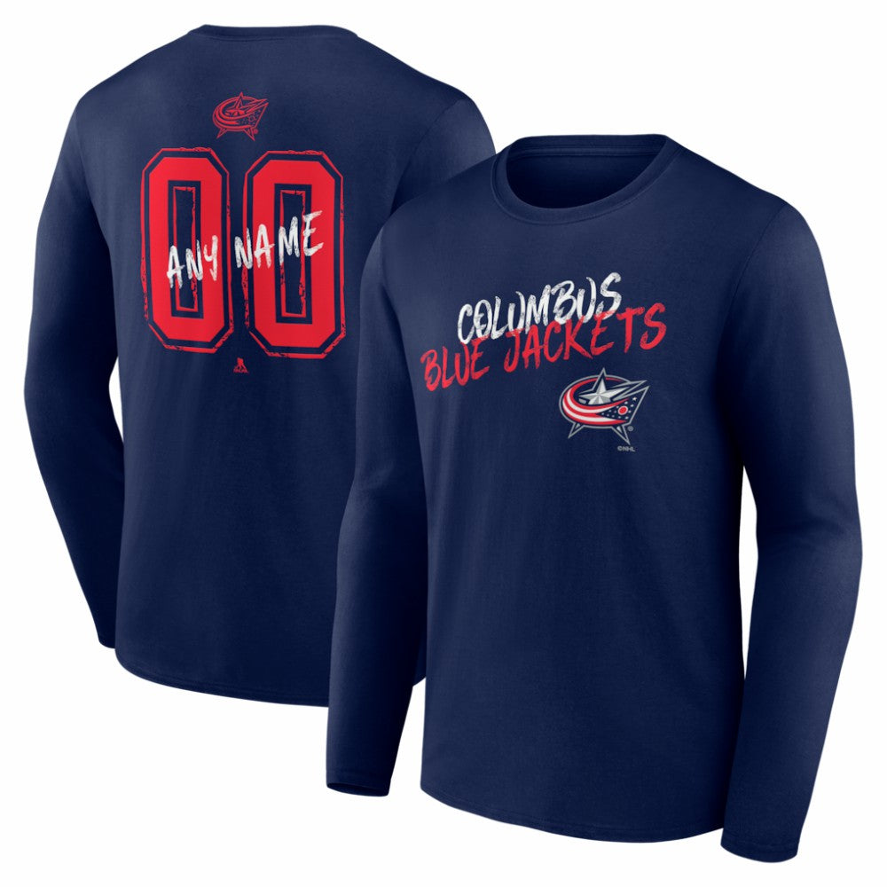 Columbus Blue Jackets Hustle Personalized Name & Number Long Sleeve T-Shirt