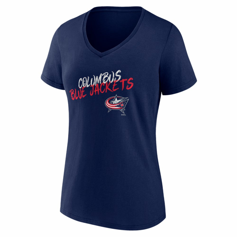 Columbus Blue Jackets Women's Hustle Personalized Name & Number V-Neck T-Shirt