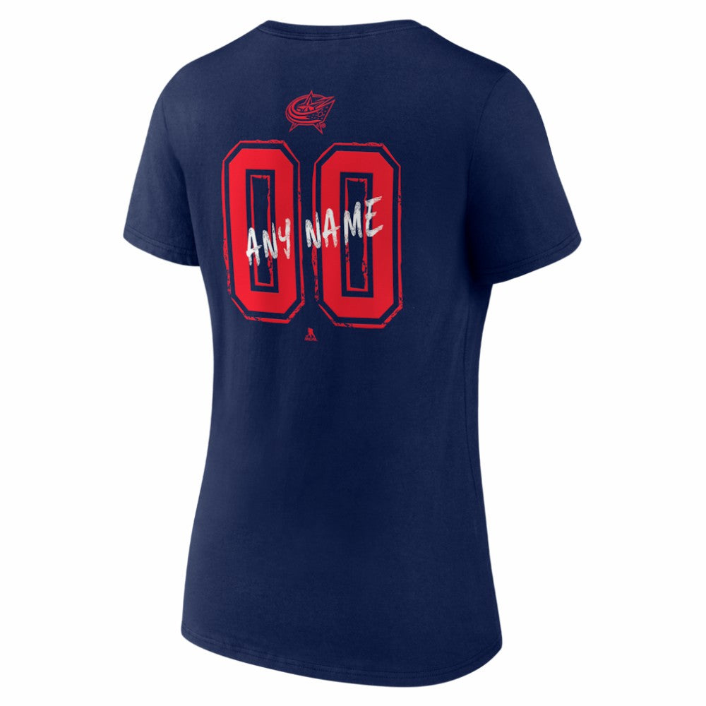 Columbus Blue Jackets Women's Hustle Personalized Name & Number V-Neck T-Shirt
