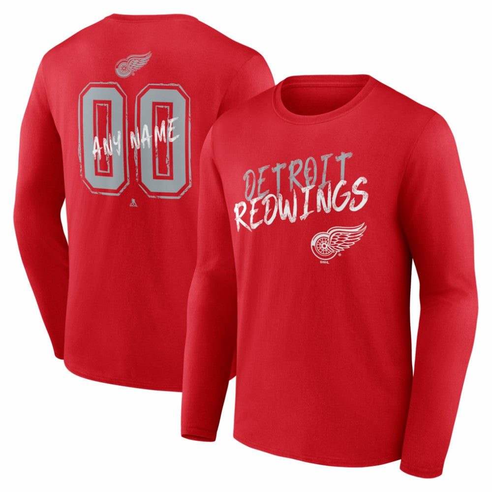Detroit Red Wings Hustle Personalized Name & Number Long Sleeve T-Shirt