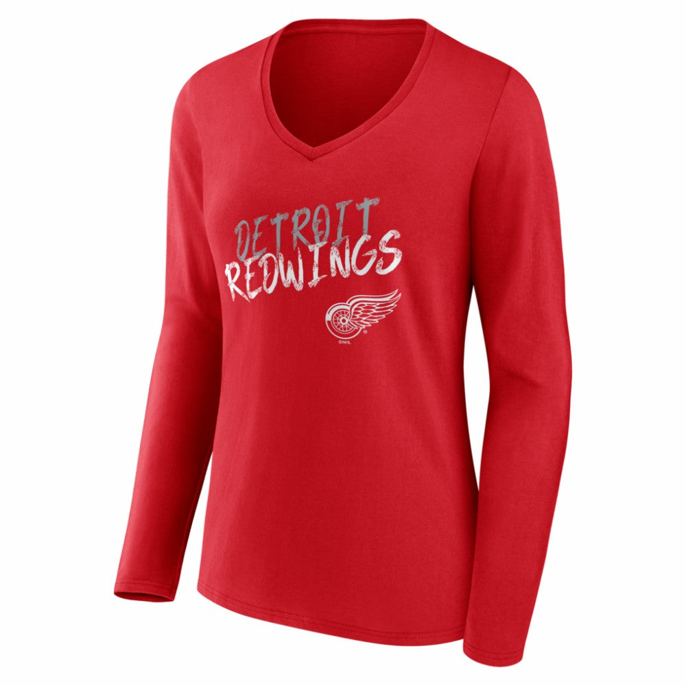 Detroit Red Wings Women's Hustle Personalized Name & Number Long Sleeve V-Neck T-Shirt