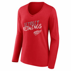 Detroit Red Wings Women's Hustle Personalized Name & Number Long Sleeve V-Neck T-Shirt