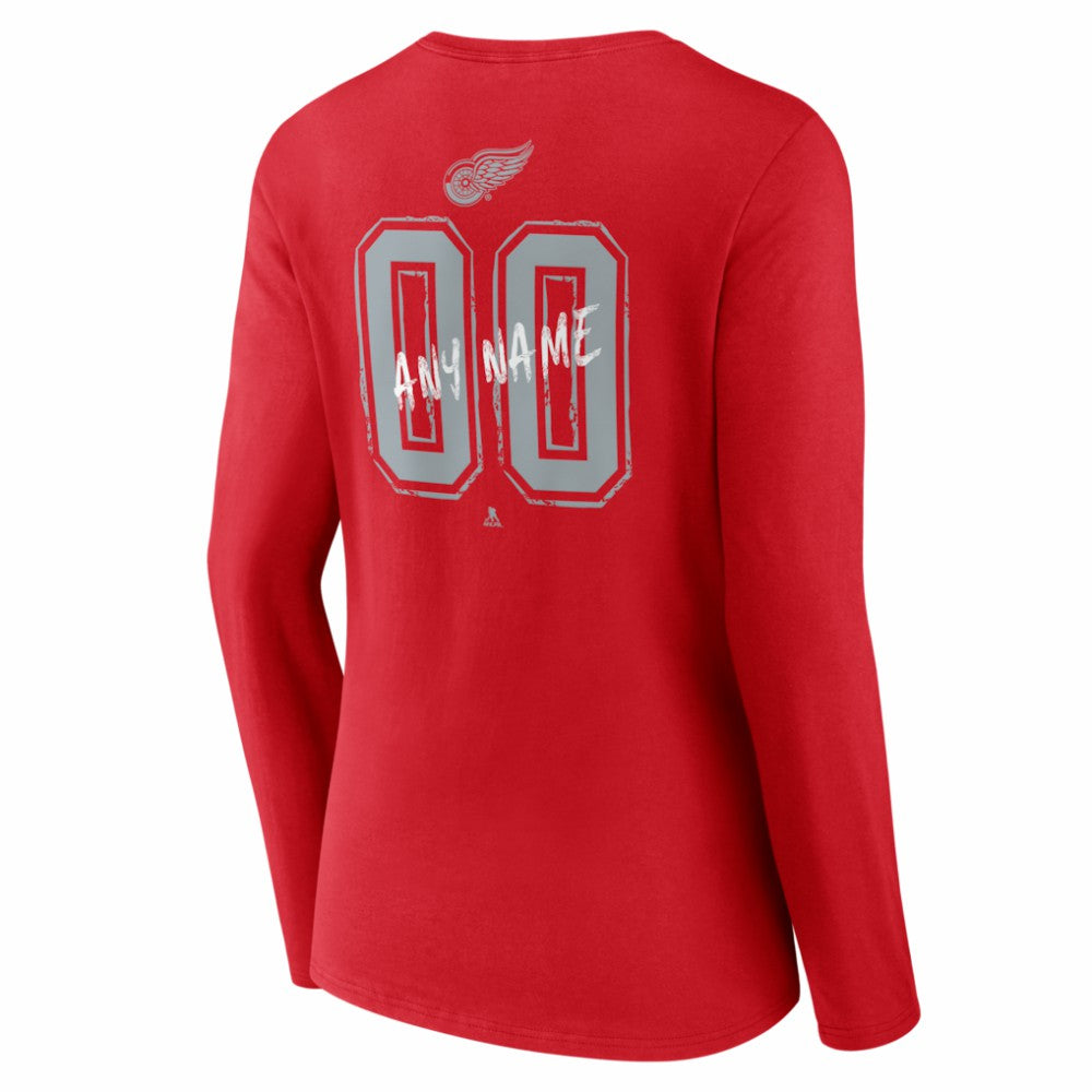 Detroit Red Wings Women's Hustle Personalized Name & Number Long Sleeve V-Neck T-Shirt
