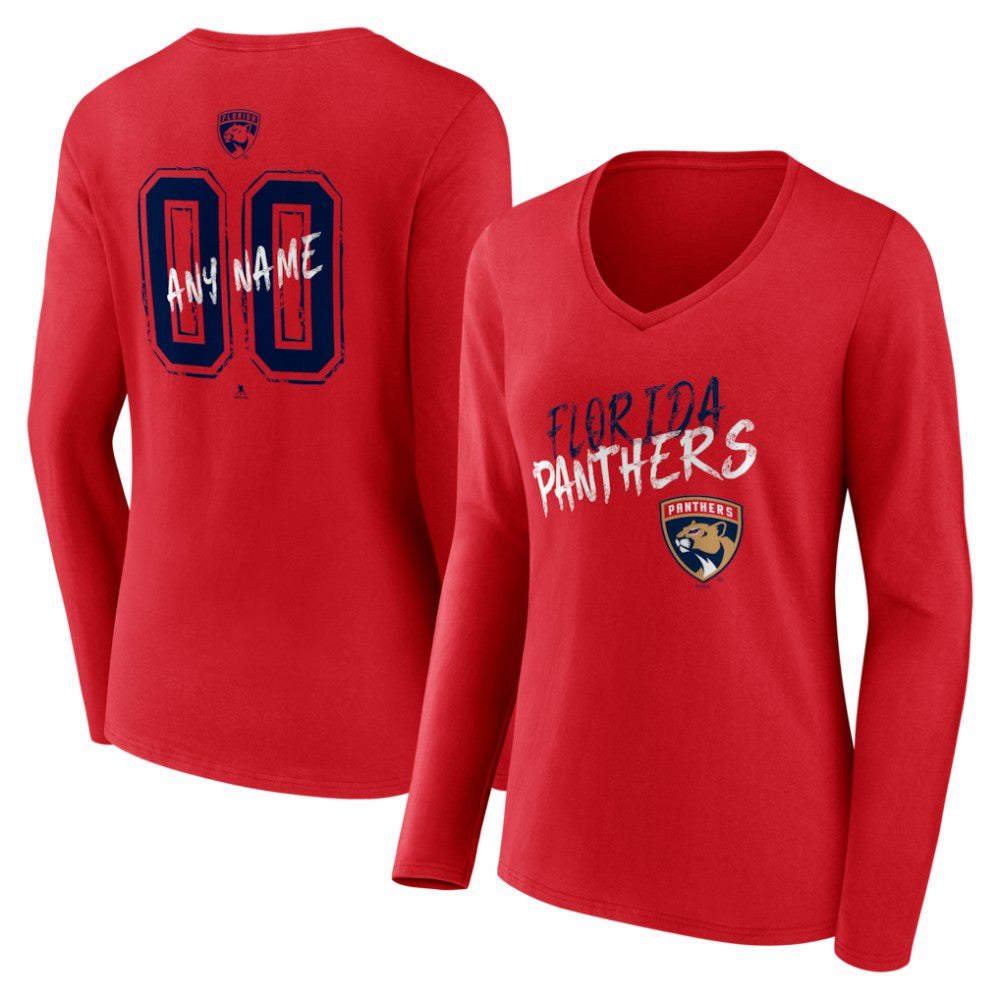 Florida Panthers Women's Hustle Personalized Name & Number Long Sleeve V-Neck T-Shirt