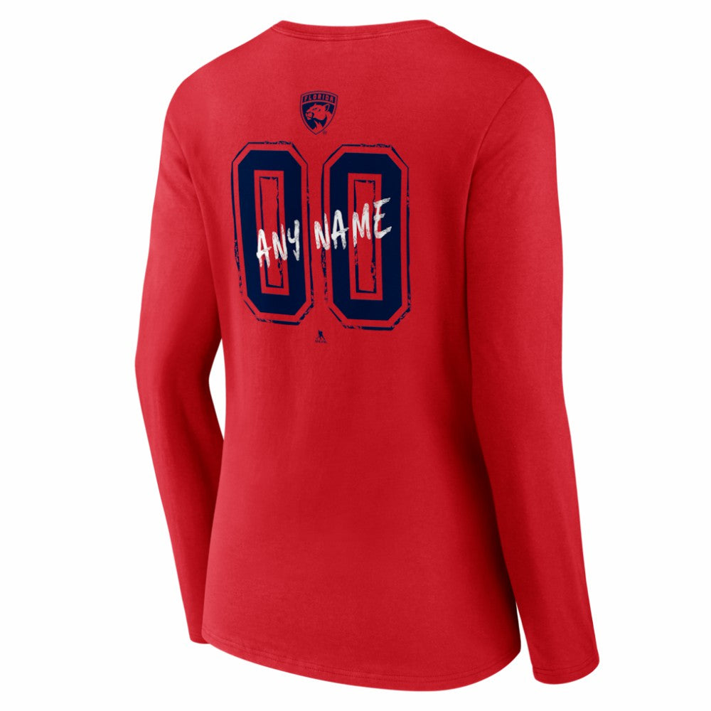 Florida Panthers Women's Hustle Personalized Name & Number Long Sleeve V-Neck T-Shirt