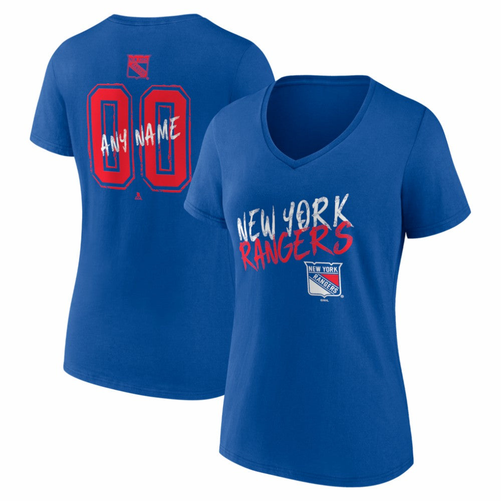 New York Rangers Women's Hustle Personalized Name & Number V-Neck T-Shirt