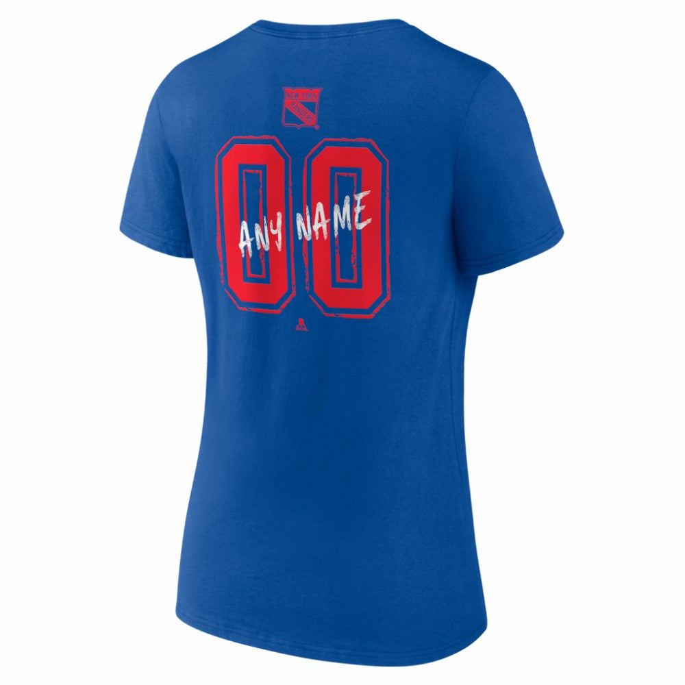 New York Rangers Women's Hustle Personalized Name & Number V-Neck T-Shirt