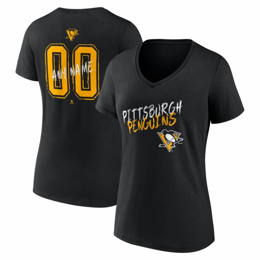 Pittsburgh Penguins Women's Hustle Personalized Name & Number V-Neck T-Shirt