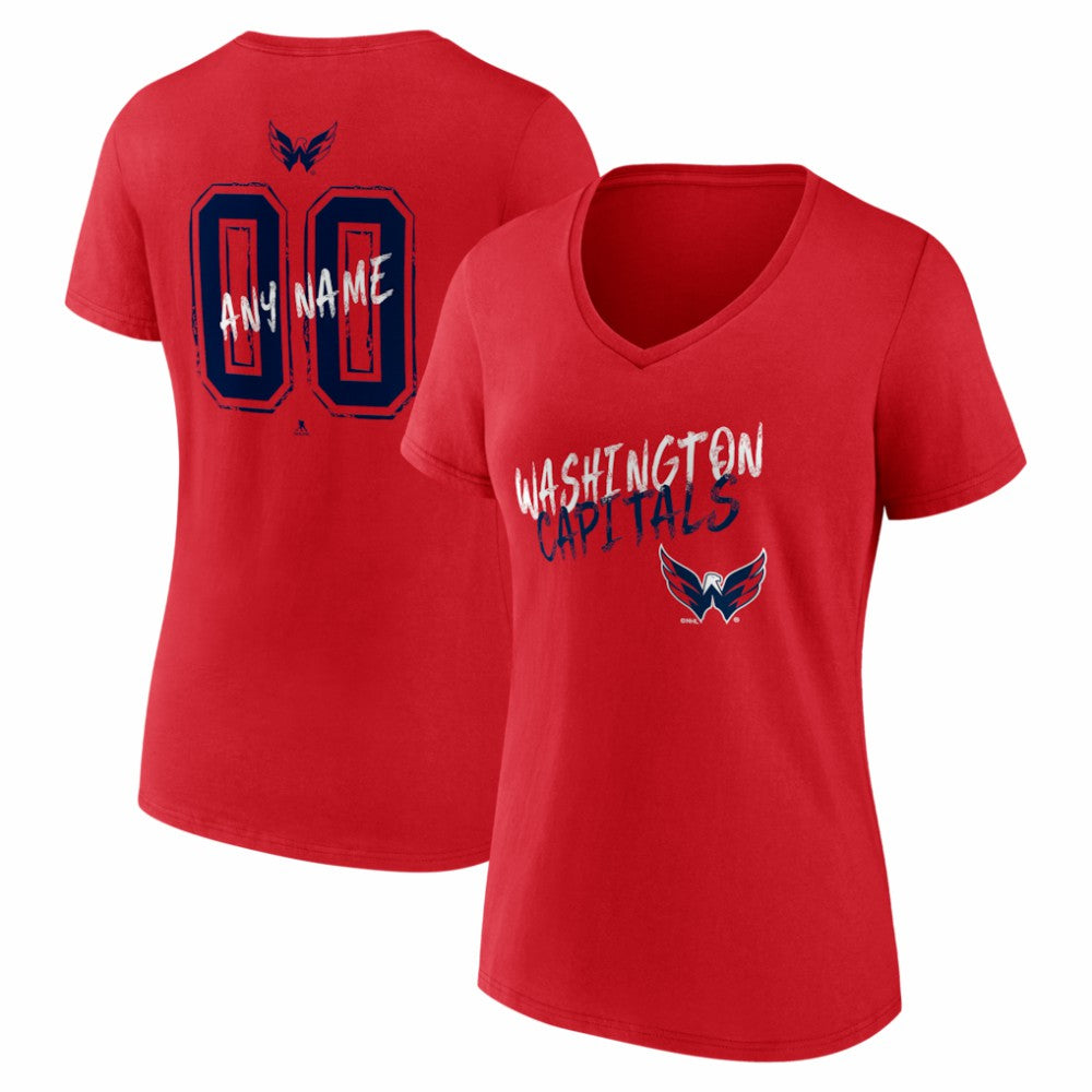Washington Capitals Women's Hustle Personalized Name & Number V-Neck T-Shirt