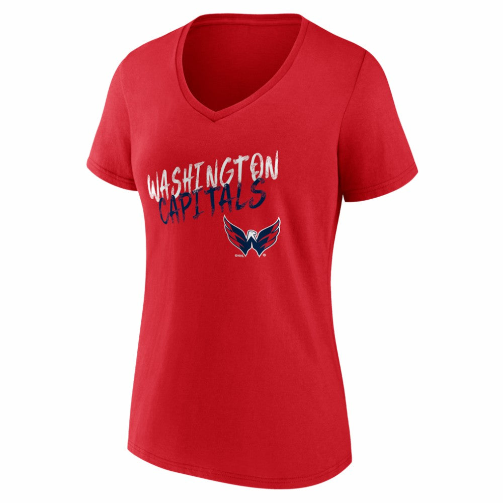 Washington Capitals Women's Hustle Personalized Name & Number V-Neck T-Shirt