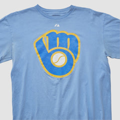 Milwaukee Brewers Majestic 2000s T-shirt - Light Blue Vintage