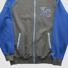 Kansas City Royals Majestic 2000s Full Zip Sweatshirt - Dark Heather Gray Vintage
